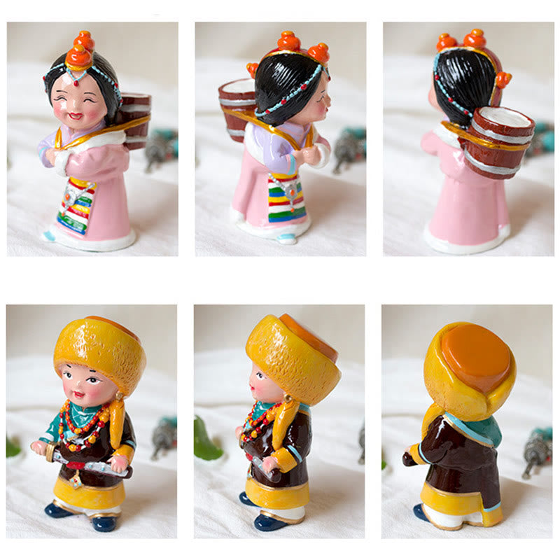 Nimara Ritual Hand Painted Tibetan Figures Creative Home Office Car Decoration Ornament