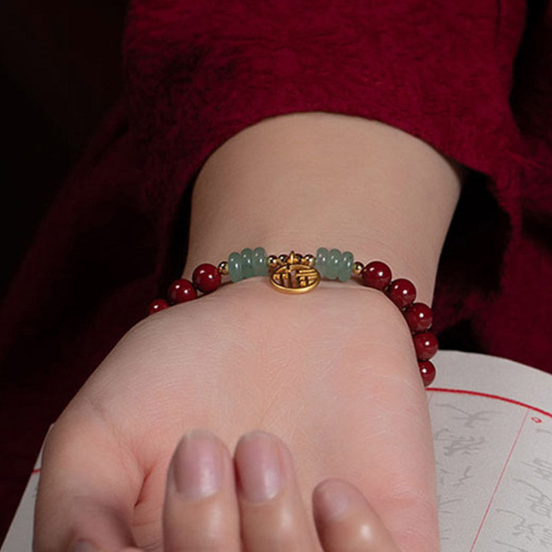 Nimara Ritual Cinnabar Green Aventurine Luck Blessing Bracelet