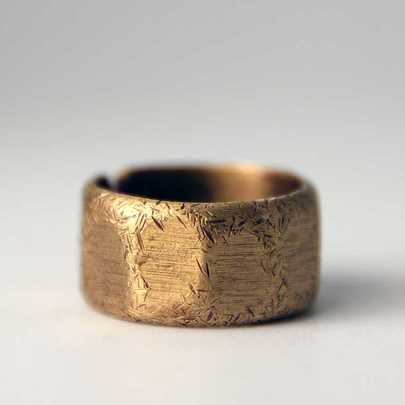 Nimara Ritual Tibetan Simple Design Copper Brass Frosted Wealth Ring