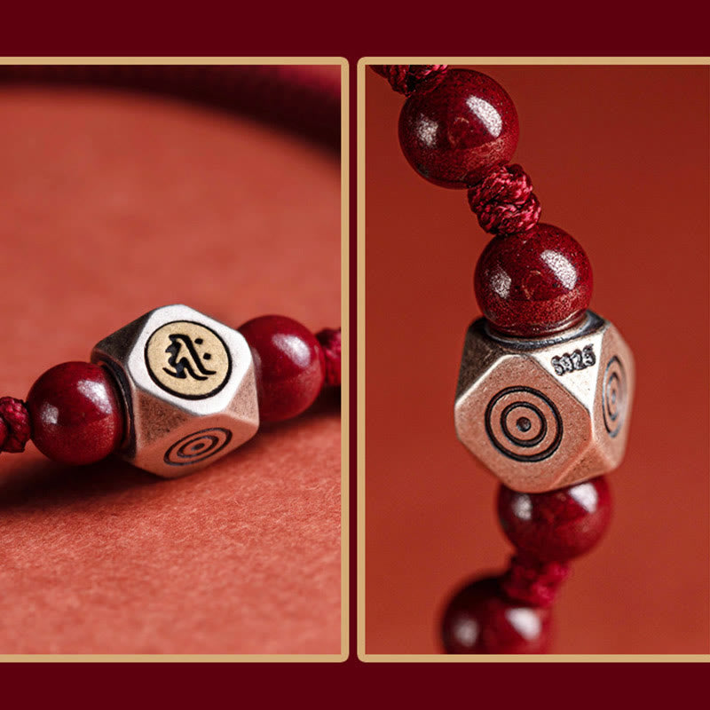 Nimara Ritual 925 Sterling Silver Chinese Zodiac Natal Buddha Cinnabar Calm Bracelet