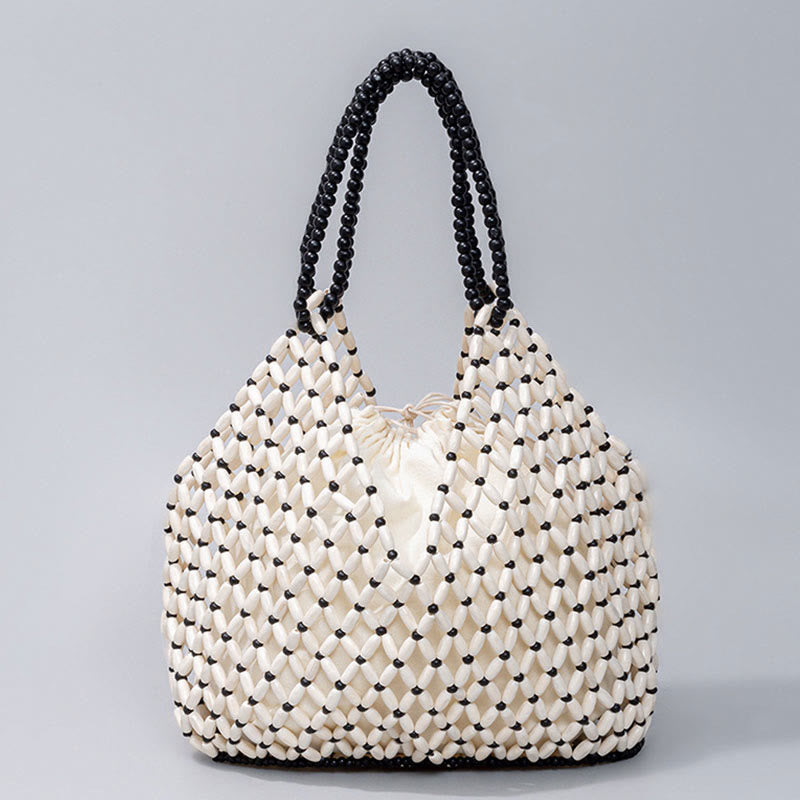 Nimara Ritual Hand-woven Wooden Beads Shoulder Bag Handbags