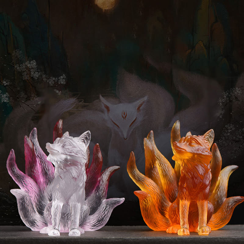 Nimara Ritual Small Nine Tailed Fox Success Strength Home Figurine Decoration