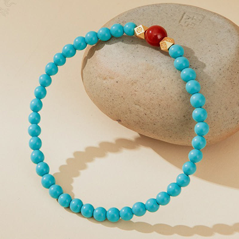 Nimara Ritual Turquoise Red Agate Beaded Protection Bracelet