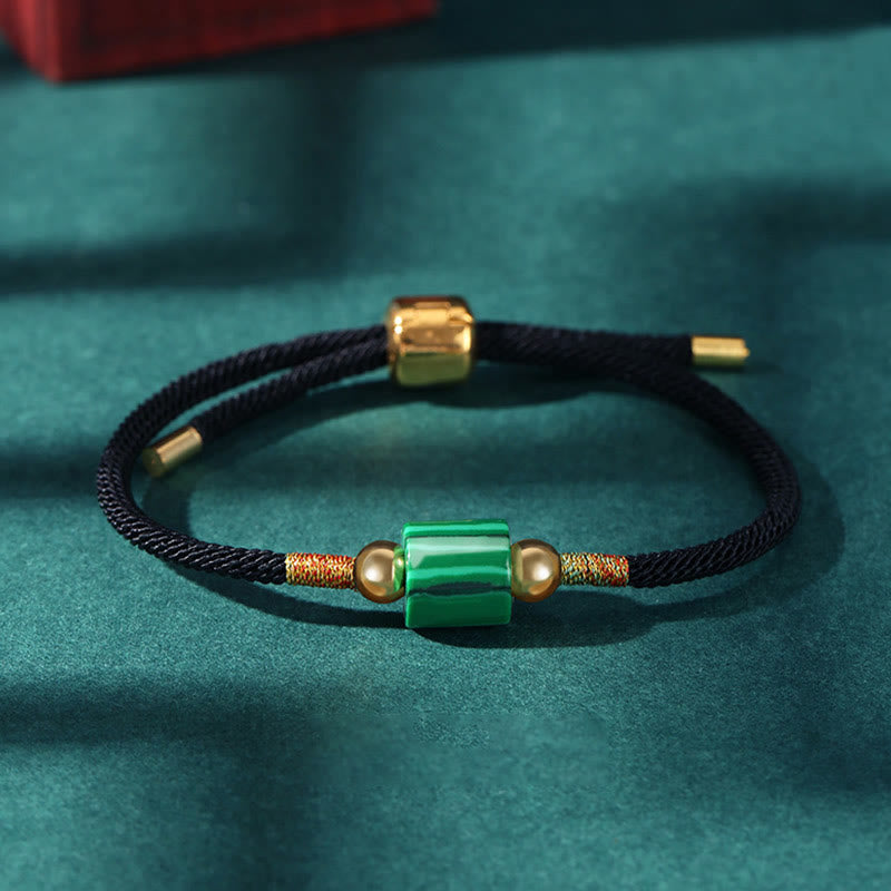 Nimara Ritual Tibet Handmade Green Aventurine Red Stone Malachite Luck Protection Braided Rope Bracelet