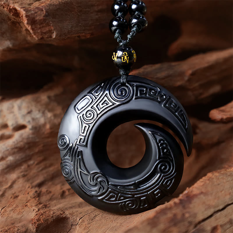 Nimara Ritual Natural Black Obsidian Ice Obsidian Strength Necklace Pendant