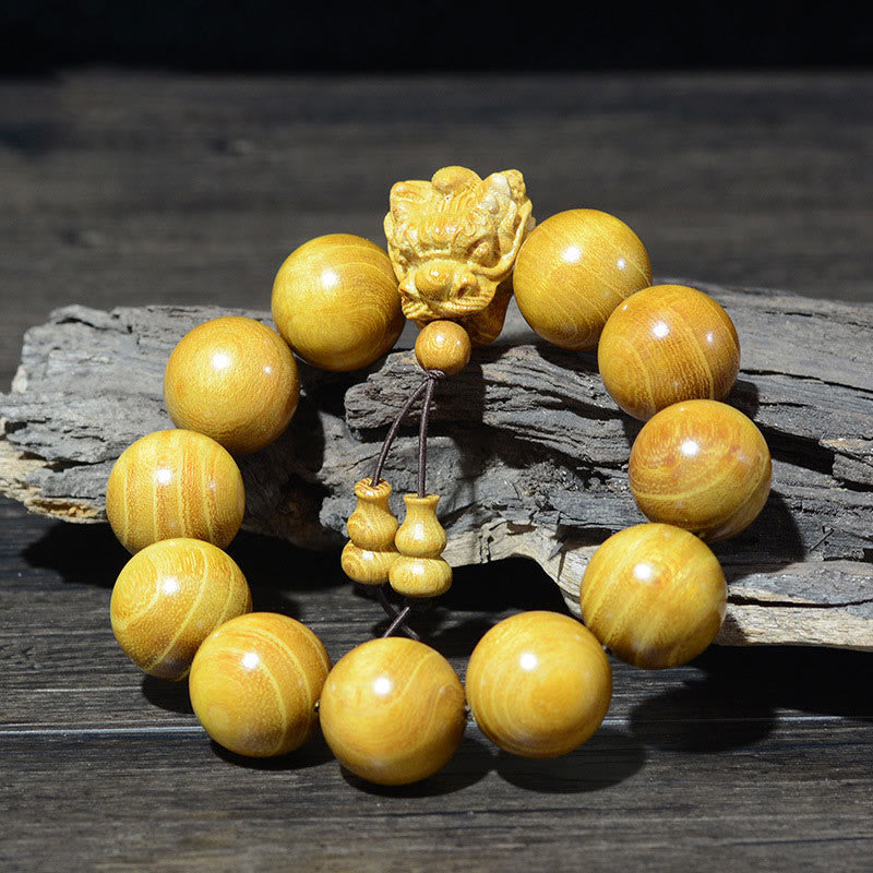 Maintain Healing Energy Rosewood Dragon Carved Protection Bracelet