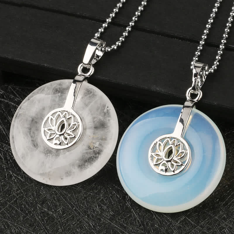 Nimara Ritual Various Crystal Amethyst Pink Crystal Lotus Healing Necklace Pendant