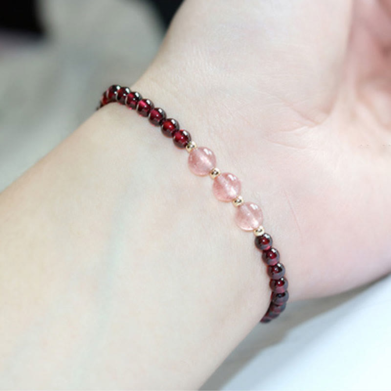 Nimara Ritual Natural Garnet Strawberry Quartz Calm Bracelet