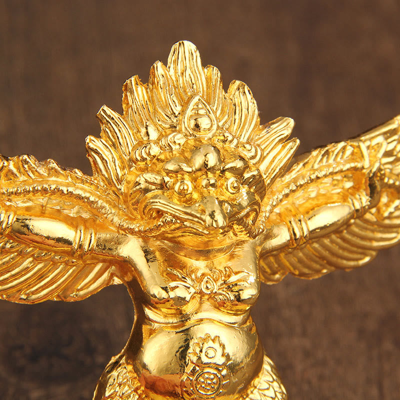 Nimara Ritual Tibetan Gold Garuda Bird Alloy Protection Home Decoration