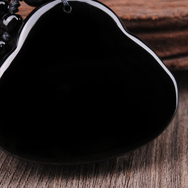 Nimara Ritual Laughing Buddha Black Obsidian Transformation Pendant Necklace