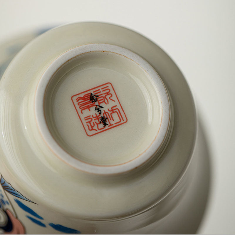 Nimara Ritual Koi Fish Arowana Ceramic Gaiwan Sancai Teacup Kung Fu Tea Cup With Lid 130ml
