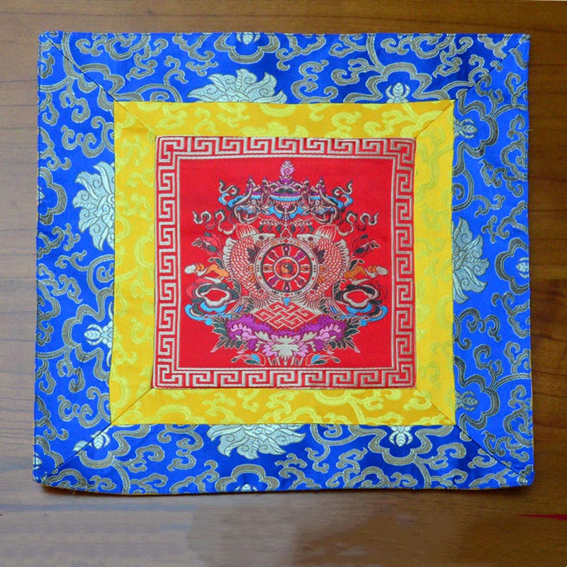 Nimara Ritual Prayer Altar Mat Meditation Strength Endless Knot Vajra Man-Bcu Kalachakra Auspicious Symbols