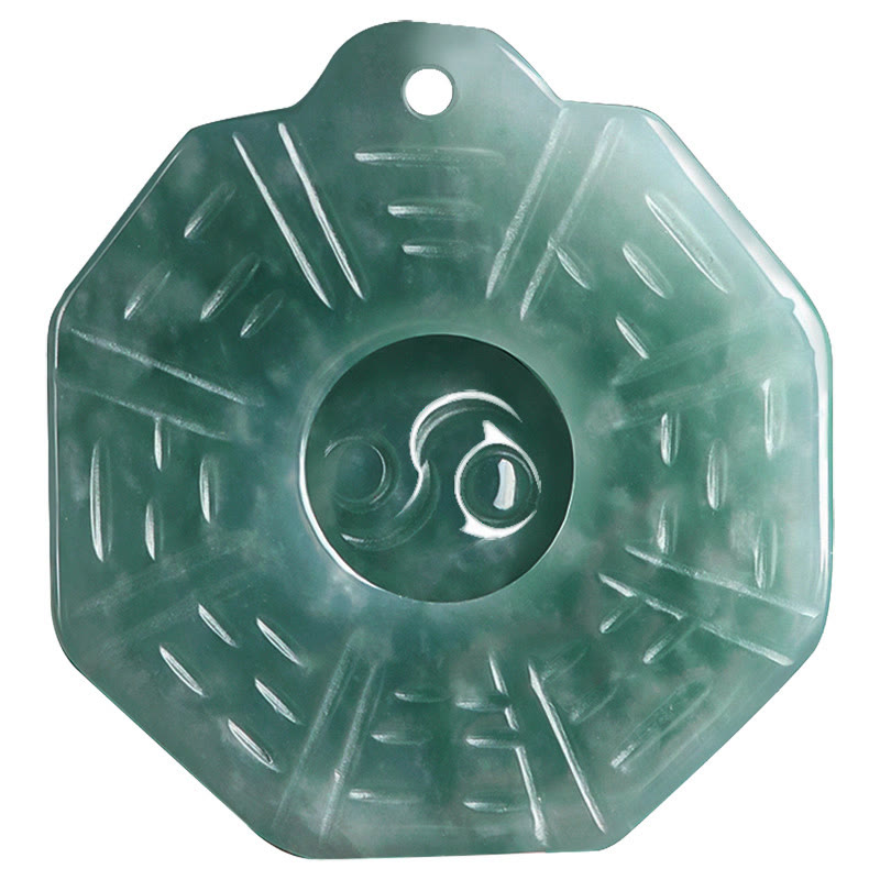 Nimara Ritual Natural Jade FengShui Bagua Yin Yang Prosperity Necklace Pendant