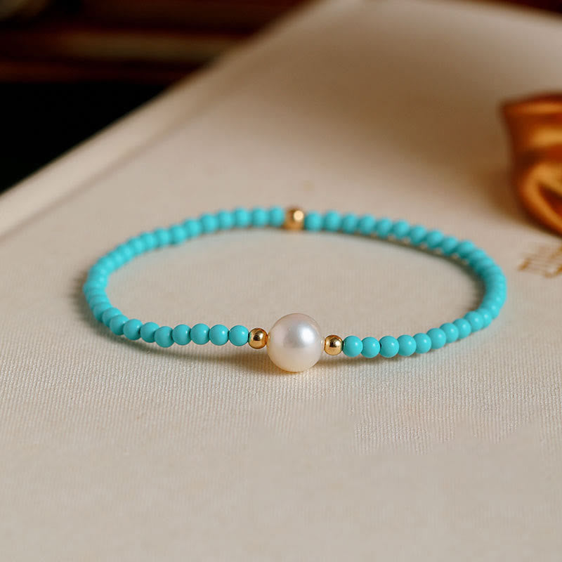 Nimara Ritual Turquoise Red Agate Pearl Small Beaded Protection Bracelet