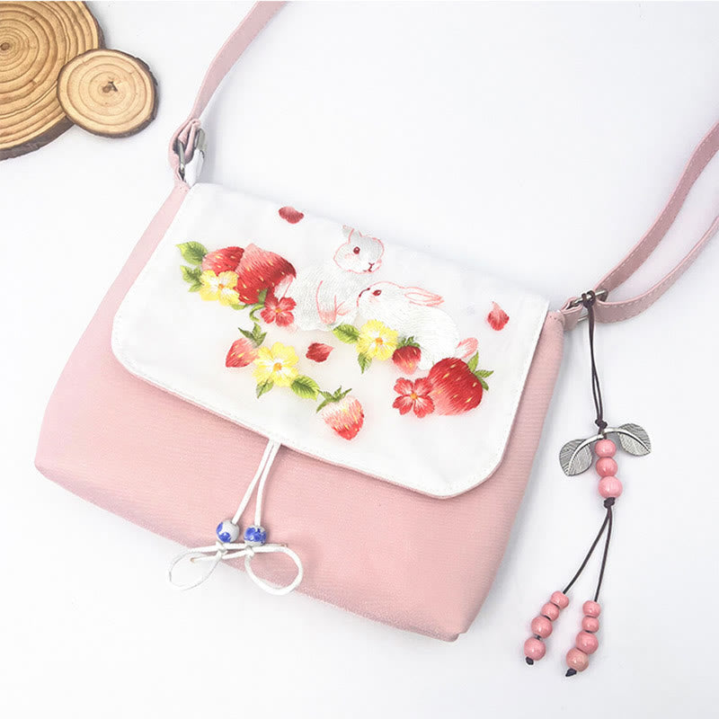 Nimara Ritual Embroidered Camellia Epiphyllum Gardenia Sakura Flowers Crossbody Bag Shoulder Bag Cellphone Bag