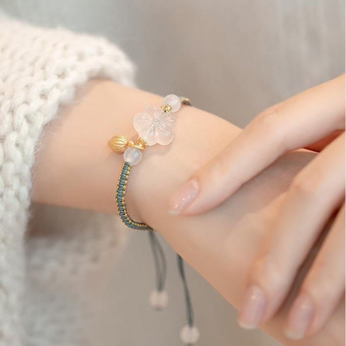 Nimara Ritual Red Agate Jade Lotus Confidence Calm String Bracelet