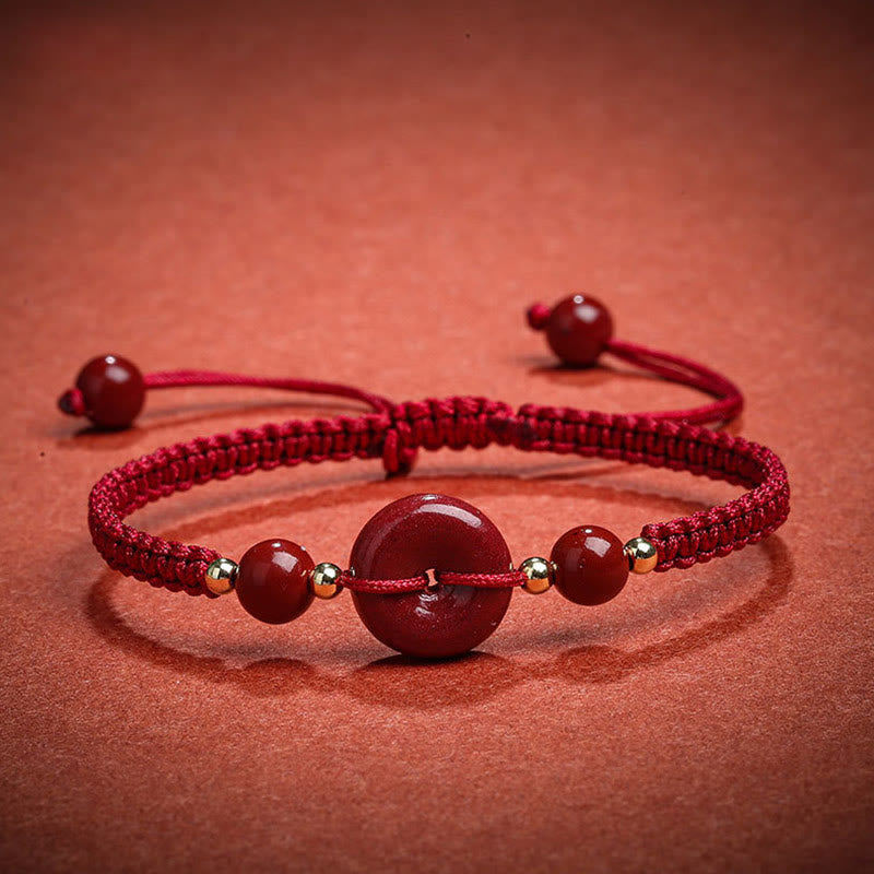 Nimara Ritual Natural Cinnabar Peace Buckle Blessing String Bracelet