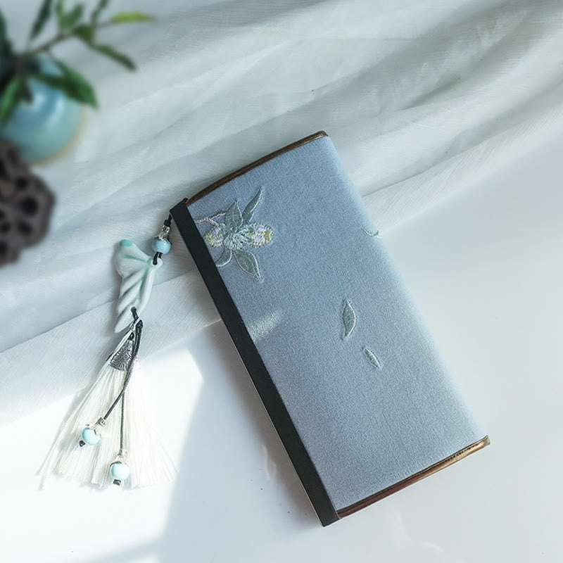 Nimara Ritual Flower Plum Peach Blossom Bamboo Double-sided Embroidery Large Capacity Cash Holder Wallet Shopping Purse
