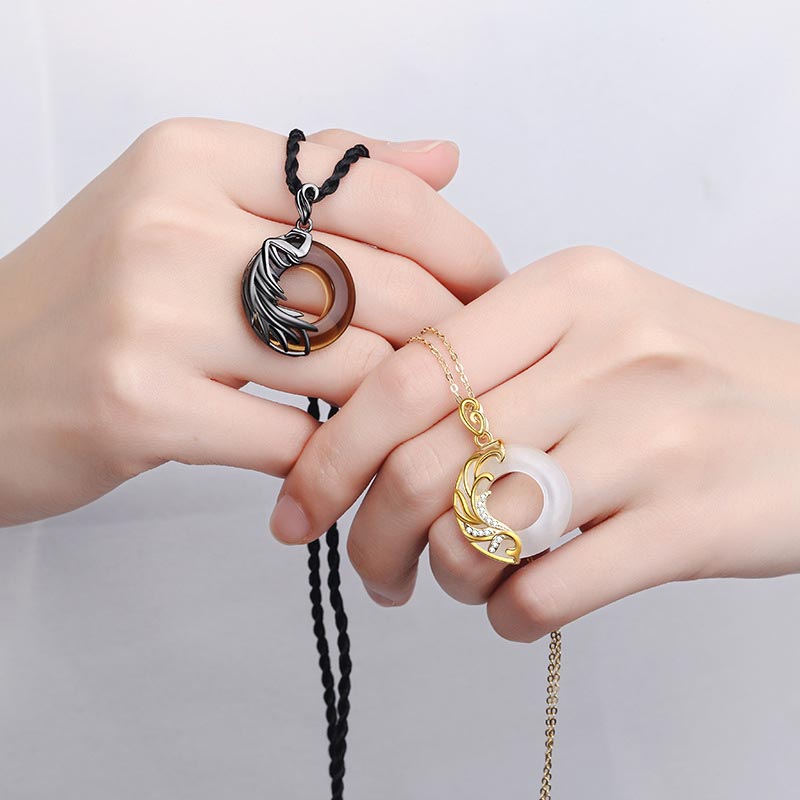Nimara Ritual Obsidian Chalcedony Meditation Round Pendant Necklace