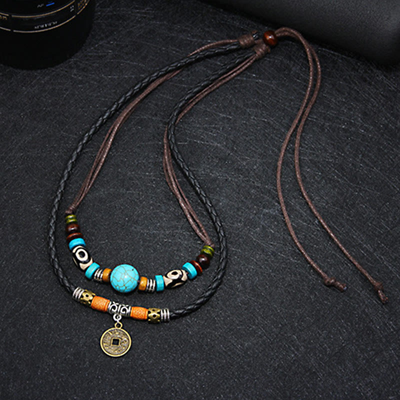 Nimara Ritual Turquoise Dzi Bead Protection Necklace