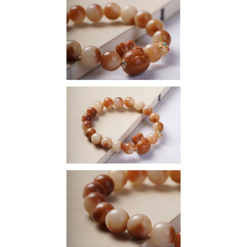 Nimara Ritual Natural Bodhi Seed Lovely Rabbit Peace Bracelet