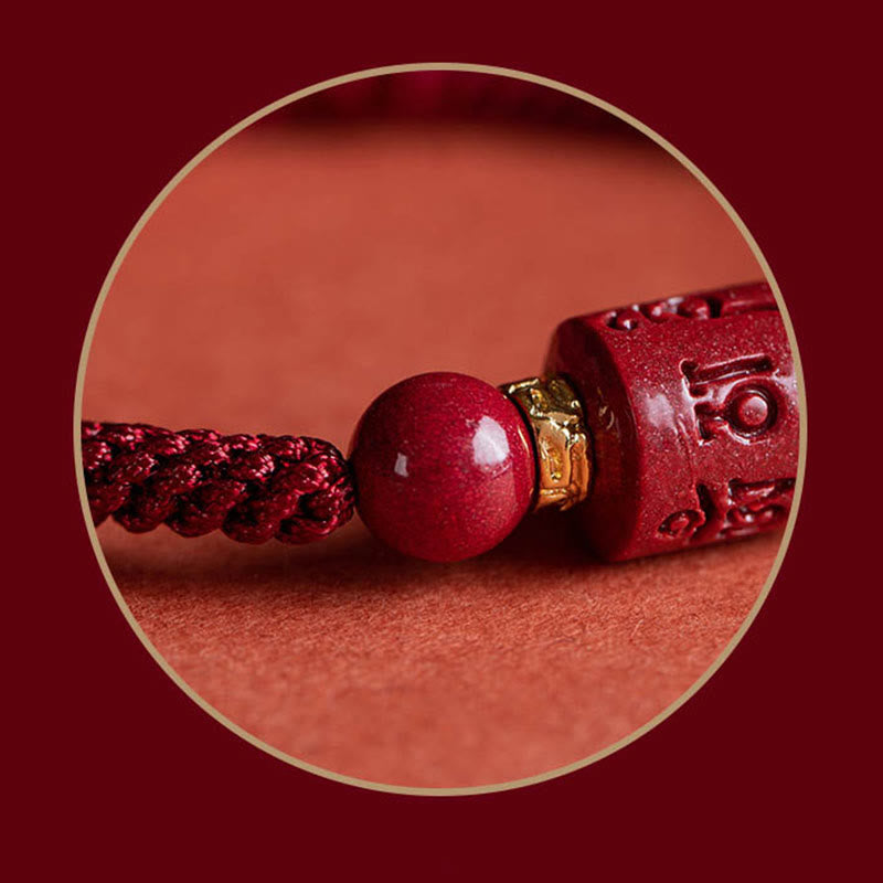Nimara Ritual Tibet Cinnabar Om Mani Padme Hum Engraved Blessing Braided Bracelet