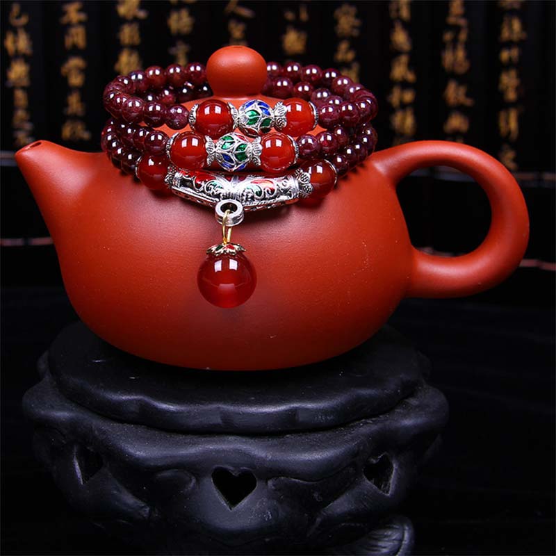 Nimara Ritual Natural Garnet Red Agate Blessing Healing Bracelet Necklace Pendant