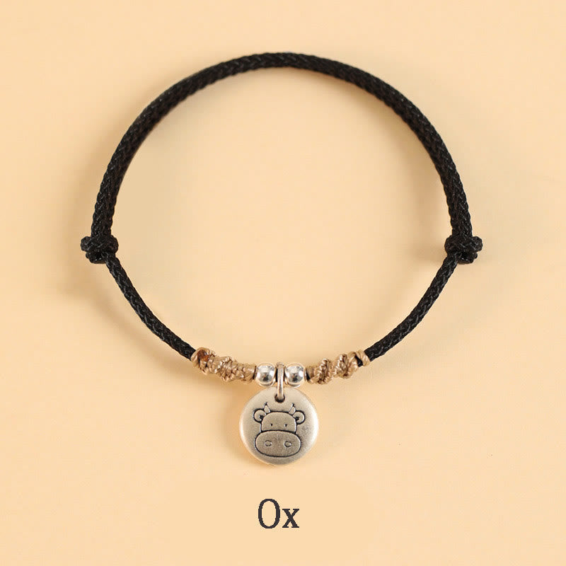 Nimara Ritual Handmade 999 Sterling Silver Year of the Dragon Cute Chinese Zodiac Luck Braided Bracelet