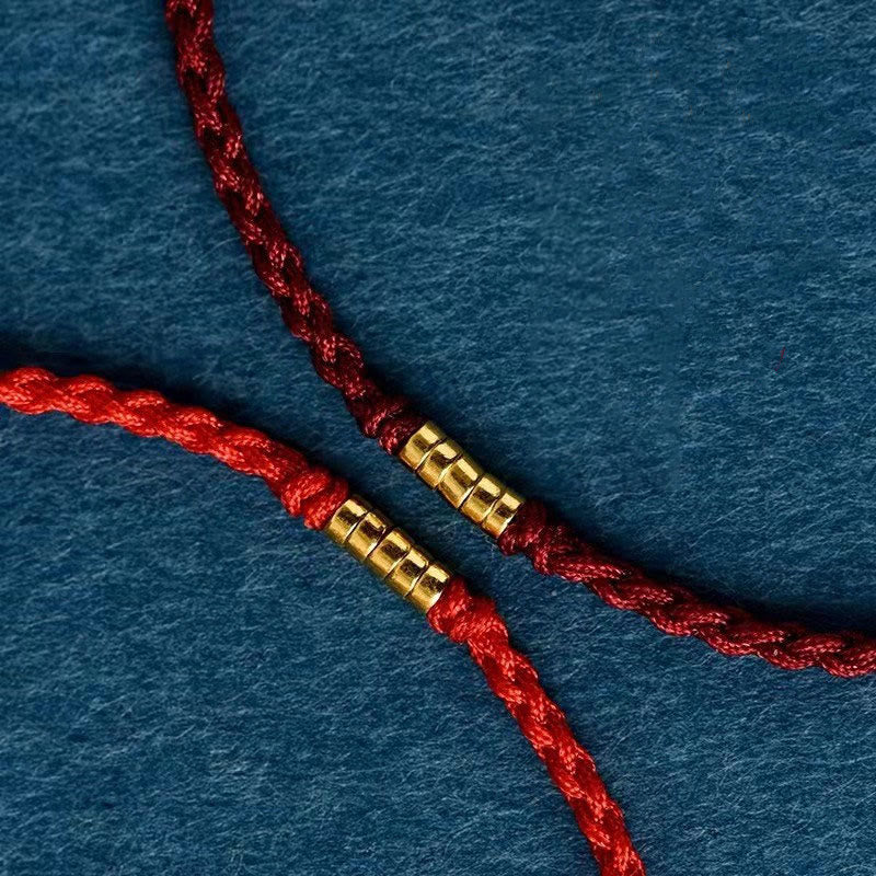 Nimara Ritual 925 Sterling Silver Lucky Golden Bead Braided String Bracelet Anklet