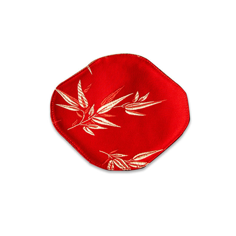Nimara Ritual Sea Wave Bamboo Plum Blossom Brocade Embroidery Cup Mat Pad Tea Cup Coaster Kung Fu Tea Mat