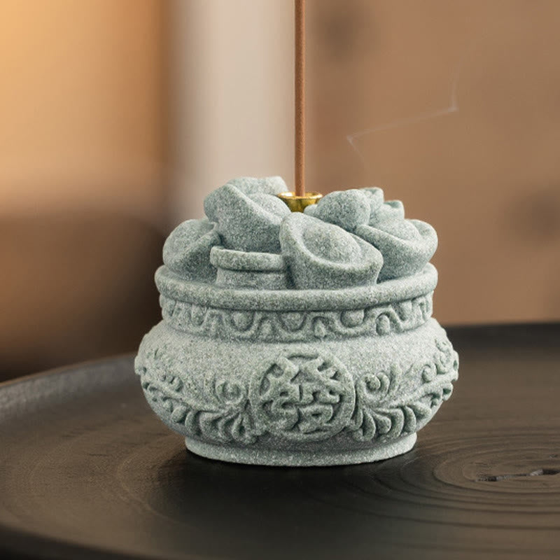 Nimara Ritual Chinese Character Fu Ingots Healing Incense Burner Desk Decoration