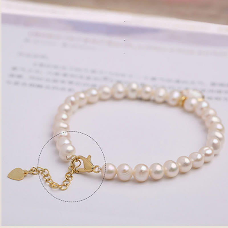 Nimara Ritual 14K Gold Plated Natural Pearl Crystal Shell Charm Bead Bracelet