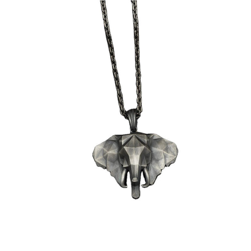 Nimara Ritual Elephant Pewter Titanium Steel Strength Necklace Pendant