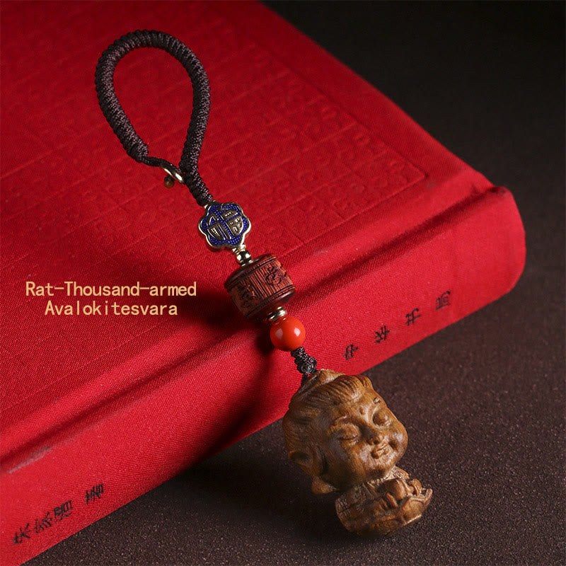 Nimara Ritual Chinese Zodiac Natal Buddha Green Sandalwood Om Mani Padme Hum Peace Key Chain
