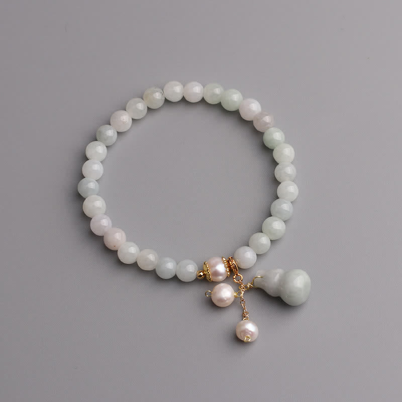 Nimara Ritual Natural Jade Pearl Gourd Prosperity Luck Bracelet