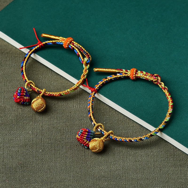 Nimara Ritual Colorful Rope Luck Handmade Zongzi Golden Ball Charm Bracelet