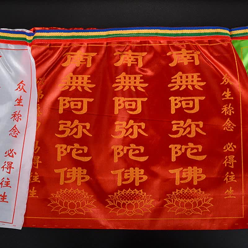Nimara Ritual Tibetan 7 Colors Windhorse Letter Auspicious Lotus Outdoor 21 Pcs Prayer Flag