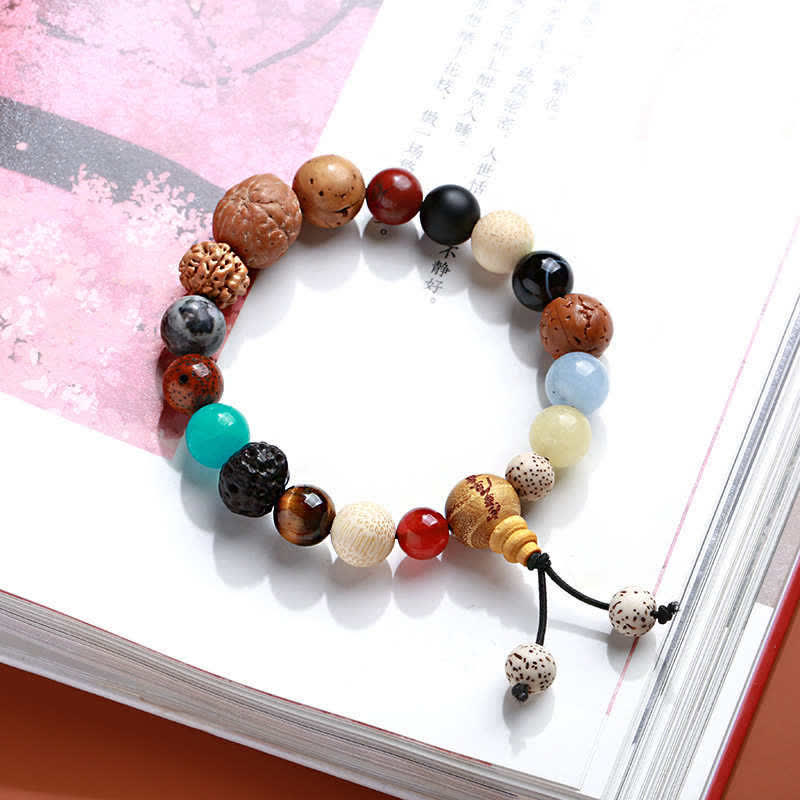 Nimara Ritual Bodhi Seed Agate Wisdom Harmony Wrist Mala Bracelet