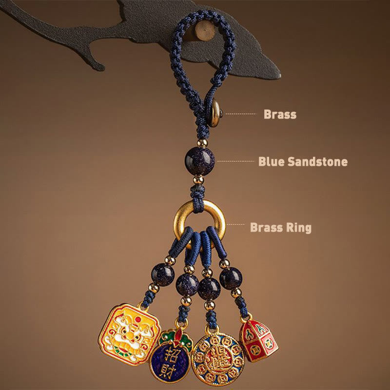 Nimara Ritual Nothing to Be Superstitious Dancing Lion Copper Wealth Key Chain