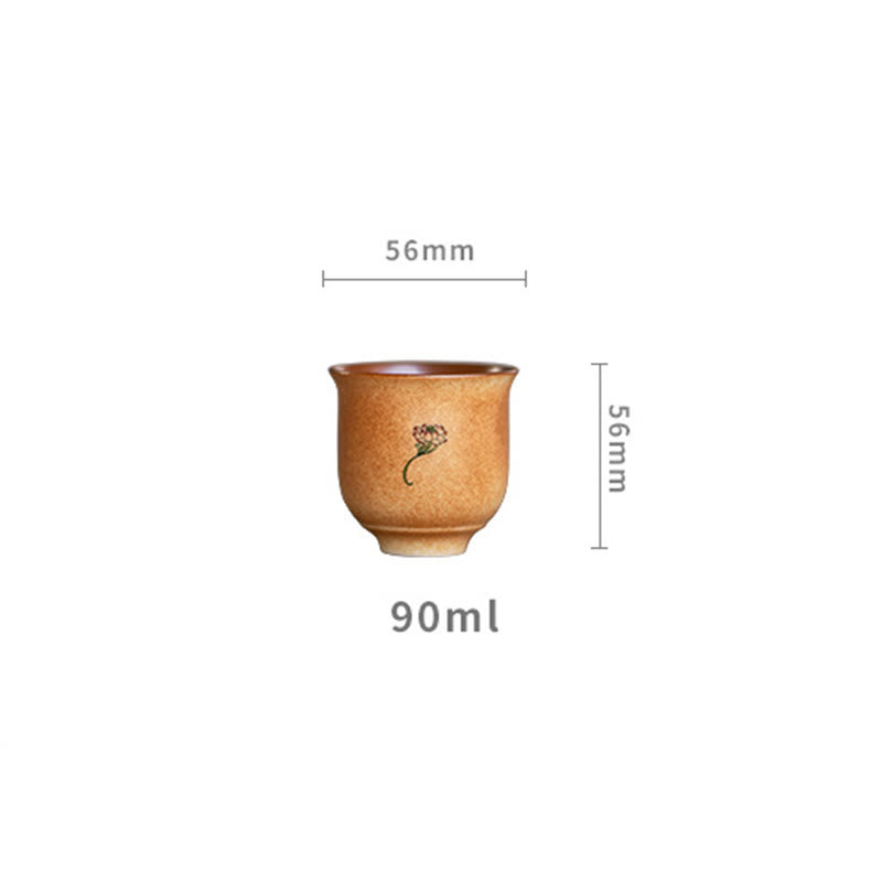 Nimara Ritual Small Dunhuang Frescoes Lotus Ceramic Teacup Kung Fu Tea Cup 90ml