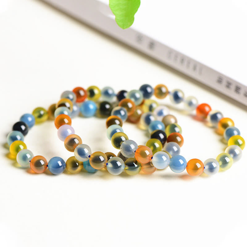 Nimara Ritual Natural Colorful Candy Agate Harmony Strength Bead Bracelet