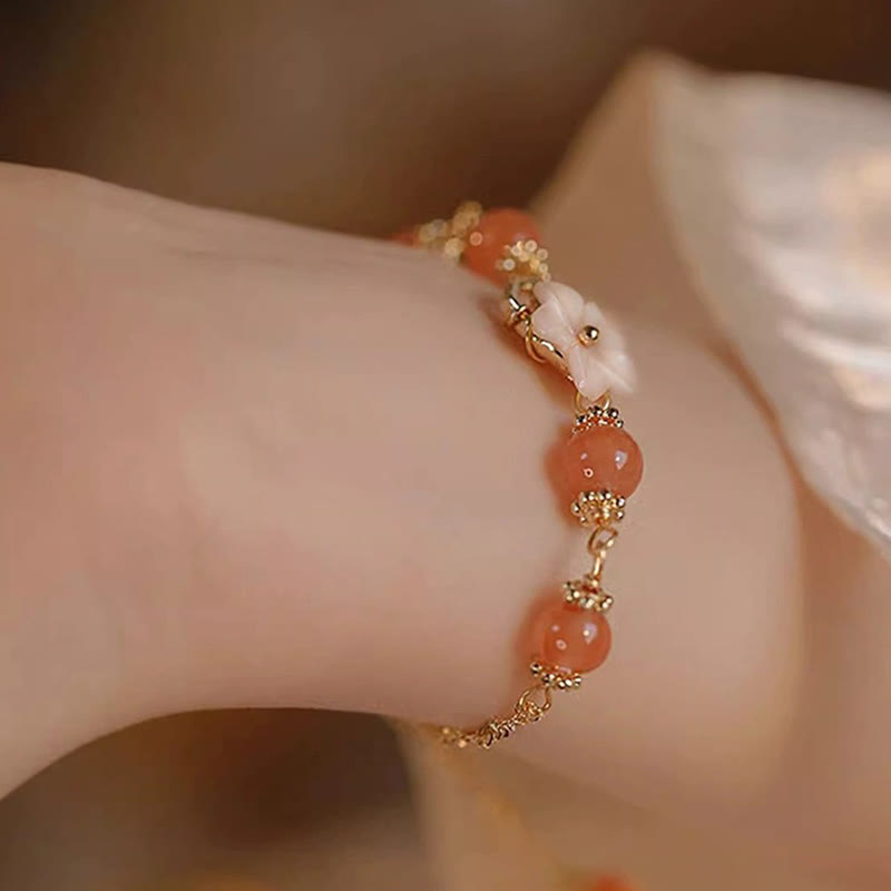Nimara Ritual Red Agate Tridacna Stone Flower Confidence Bracelet