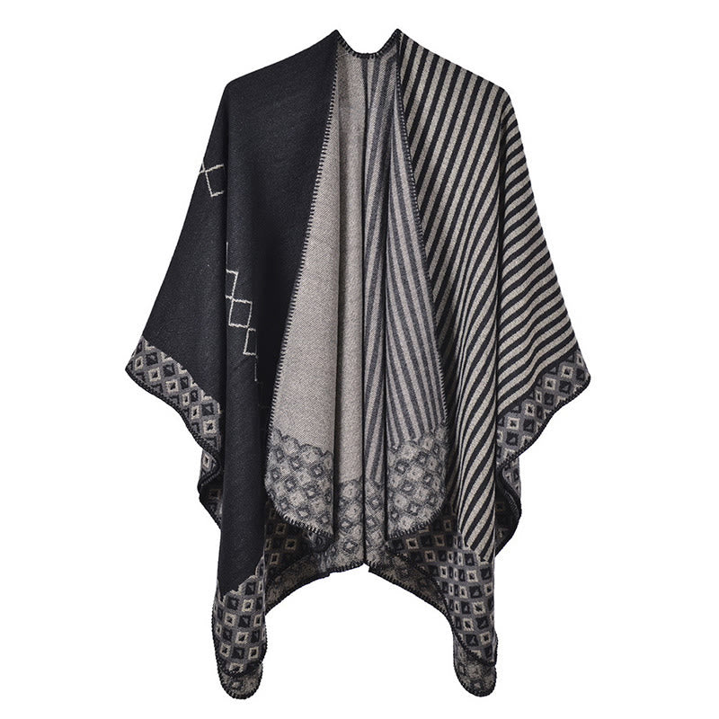 Nimara Ritual Tibetan Shawl Striped Diamond Pattern Winter Warm Soft Scarf