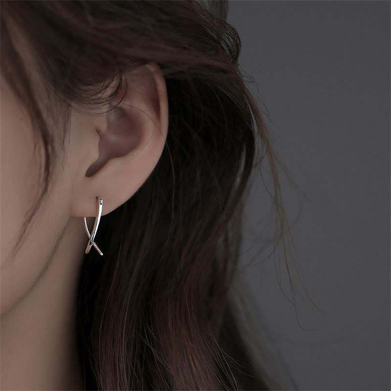 Nimara Ritual Geometric Cross Design Luck Hoop Earrings