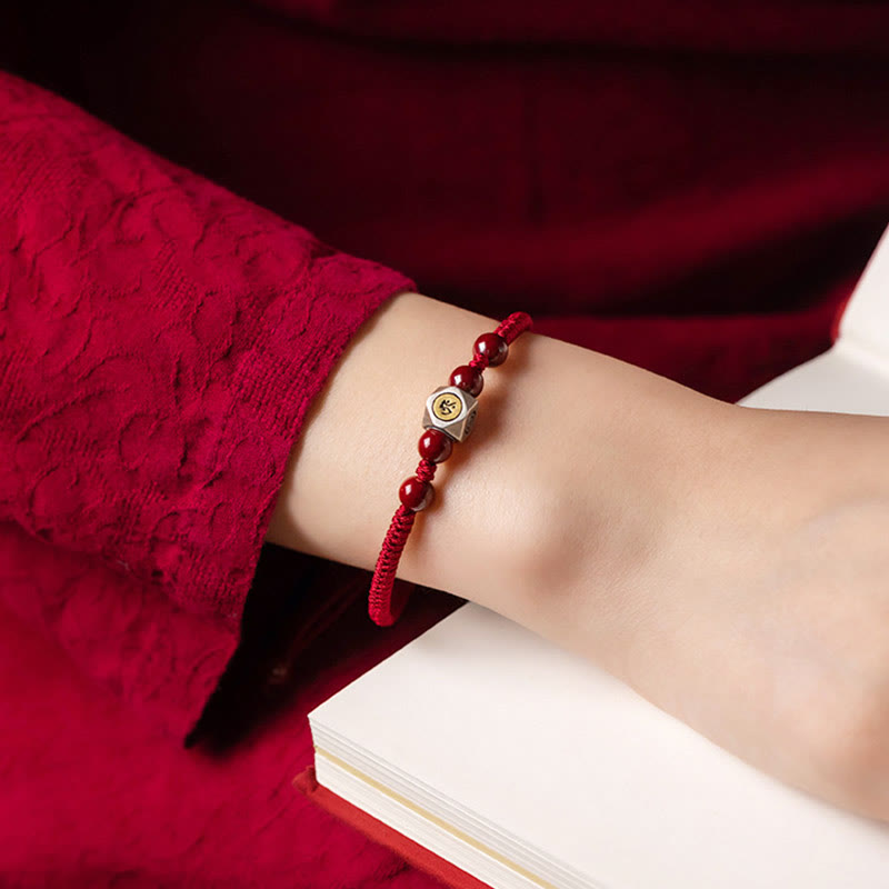 Nimara Ritual 925 Sterling Silver Chinese Zodiac Natal Buddha Cinnabar Calm Bracelet