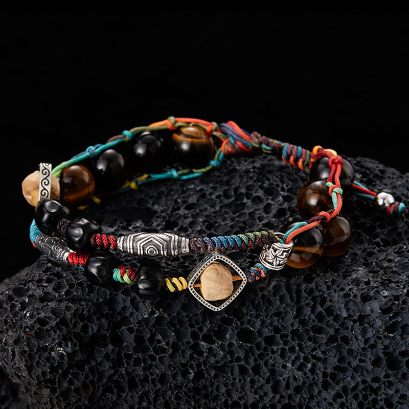 Nimara Ritual 925 Sterling Silver Tiger's Eye Bodhi Seed Handmade Courage Bracelet