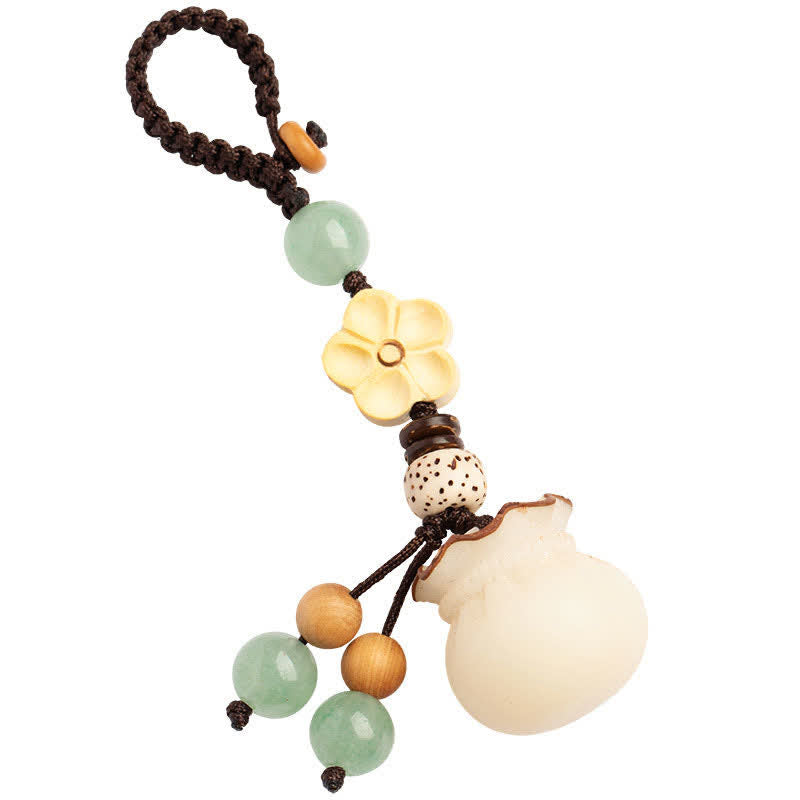Nimara Ritual Natural Bodhi Seed Money Bag Flower Blessing Prosperity Keychain