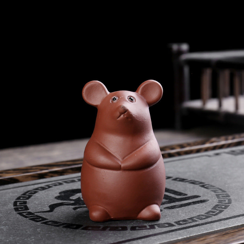 Nimara Ritual Chinese Zodiac Purple Clay Wealth Ceramic Tea Pet Home Figurine Decoration
