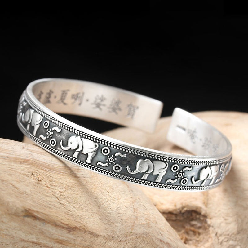 Nimara Ritual Elephant White Copper Strength Bracelet Bangle