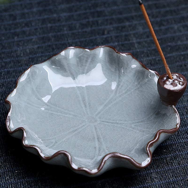Nimara Ritual Lotus Plum Blossom Square Ceramic Spiritual Backflow Incense Burner
